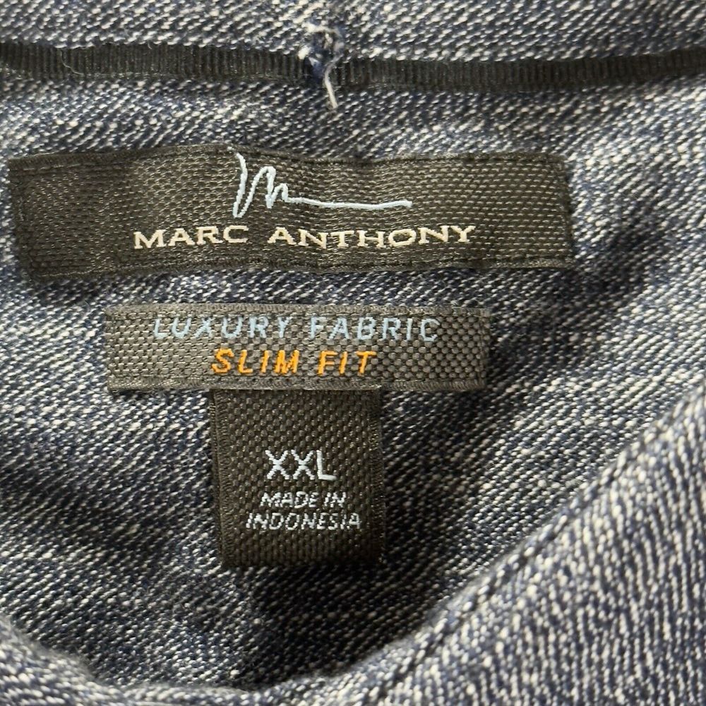 Marc Anthony Men's Shirt Black‎ Iris XXL Luxury Fabric Slim Fit Button Up Down - Picture 4 of 9